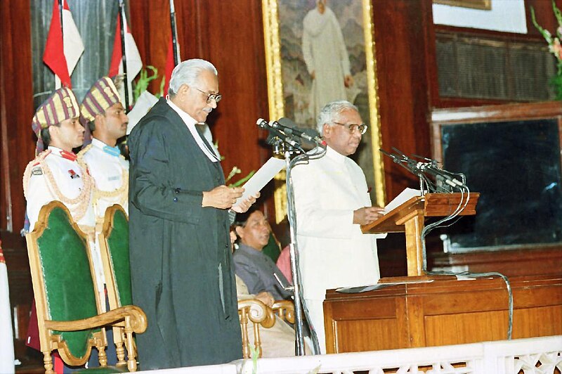 File:K. R. Narayanan being sworn in as the President of India.jpg