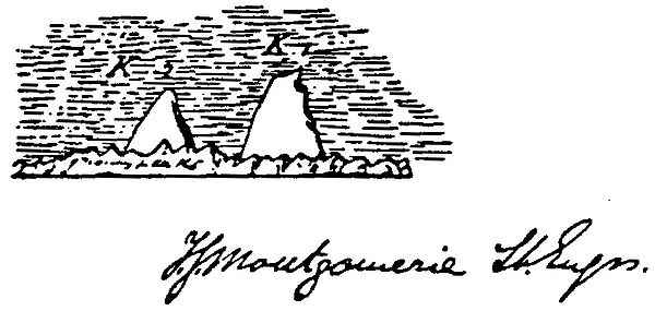 Montgomerie's original sketch from 1856 in which he applied the notation K2