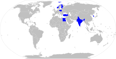 A map of operators of the K9 Thunder or its variants K9 operators.svg