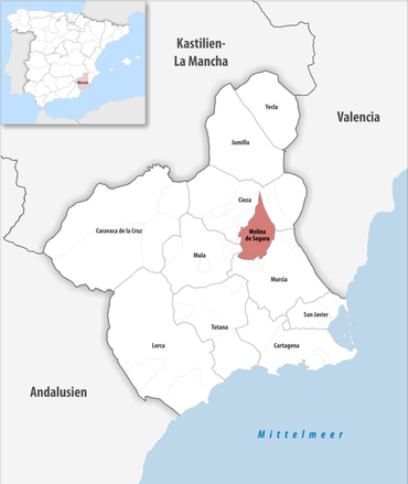 Die Lage des Gerichtsbezirk Molina de Segura in der autonomen Gemeinschaft Murcia