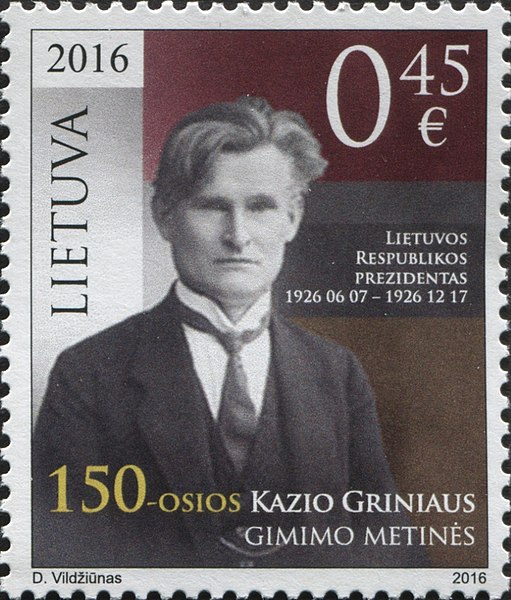 File:Kazys Grinius 2016 stamp of Lithuania.jpg