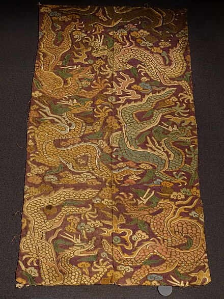 Textile with dragon design, Yuan dynasty