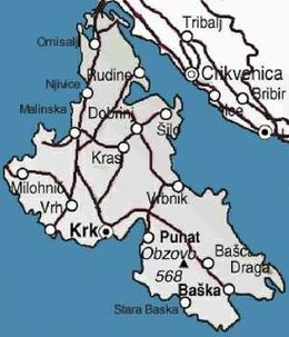 Het eiland Krk met Malinska aan de westkust