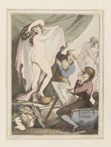 Emma performing the "Attitudes", caricatured by Thomas Rowlandson, mid-1810s (Source: Wikimedia)
