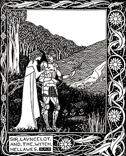 Ланселот и Хелависа (иллюстрация Обри Бердслея)