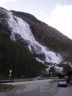 Langfossen waterfall in Norway