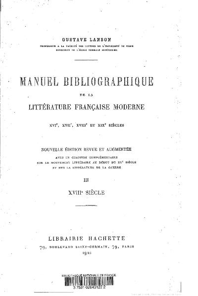 File:Lanson - Manuel bibliographique de la littérature française moderne, t3, 1925.djvu