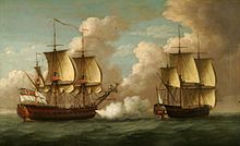 HMS Brune captures Oiseau in 1762 Le HMS Brune capturant l'Oiseau en 1762.jpg