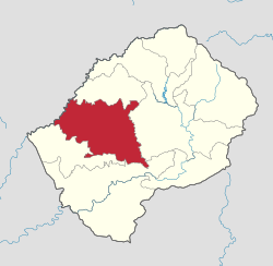 Map of Lesotho with the district highlighted