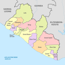 Liberia, administrative divisions - de - colored.svg