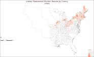 Mappa dei risultati del Liberty Party per contea