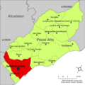 Castelló de la Plana, with regards to Plana Alta.