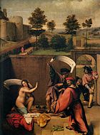 羅倫佐·洛托（英语：Lorenzo Lotto）的《蘇珊娜與長老（英语：Susanna and the Elders (Lotto)）》，66 × 50 cm，約繪於1517年，1975年始藏[59]