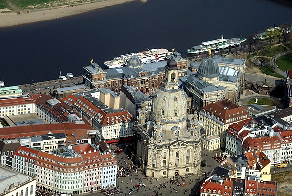 Aerial photo of the Frauenkirche in Dresden (2014)