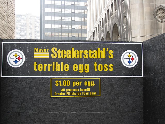 Luke Steelerstahl's egg toss for charity.