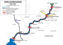 لیاری ایکسپریس وے - روٹ کا نقشہ