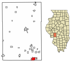 Location of Staunton in Macoupin County, Illinois.