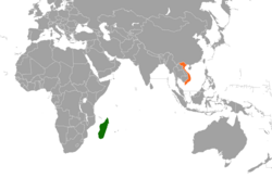 Map indicating locations of Madagascar and Vietnam