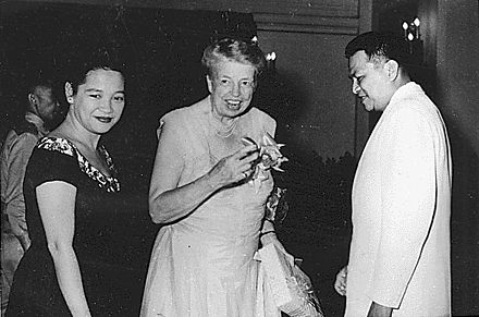 President and Mrs. Magsaysay with Eleanor Roosevelt at the Malacañang Palace.