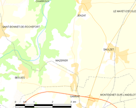 Mapa obce Mazerier