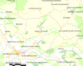Mapa obce Bussy-le-Grand