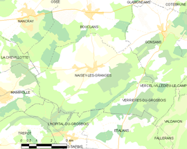 Mapa obce Naisey-les-Granges