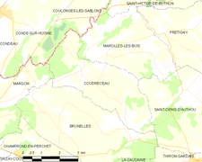 Carte de la commune de Coudreceau.