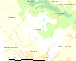 Poziția localității Sévigny