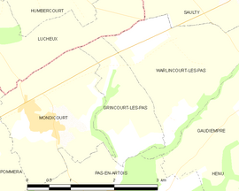 Mapa obce Grincourt-lès-Pas