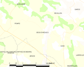Mapa obce Géus-d’Arzacq