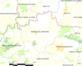 Mapa obce Moulins-le-Carbonnel