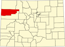 Rio Blanco County.svg'yi vurgulayan Colorado Haritası