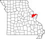 Harta statului Missouri indicând comitatul Saint Charles