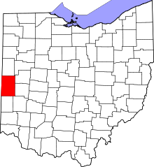 Harta e Darke County në Ohio