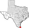Cameron County map Map of Texas highlighting Cameron County.svg