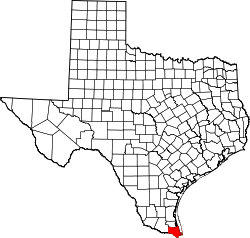 Karte von Cameron County innerhalb von Texas