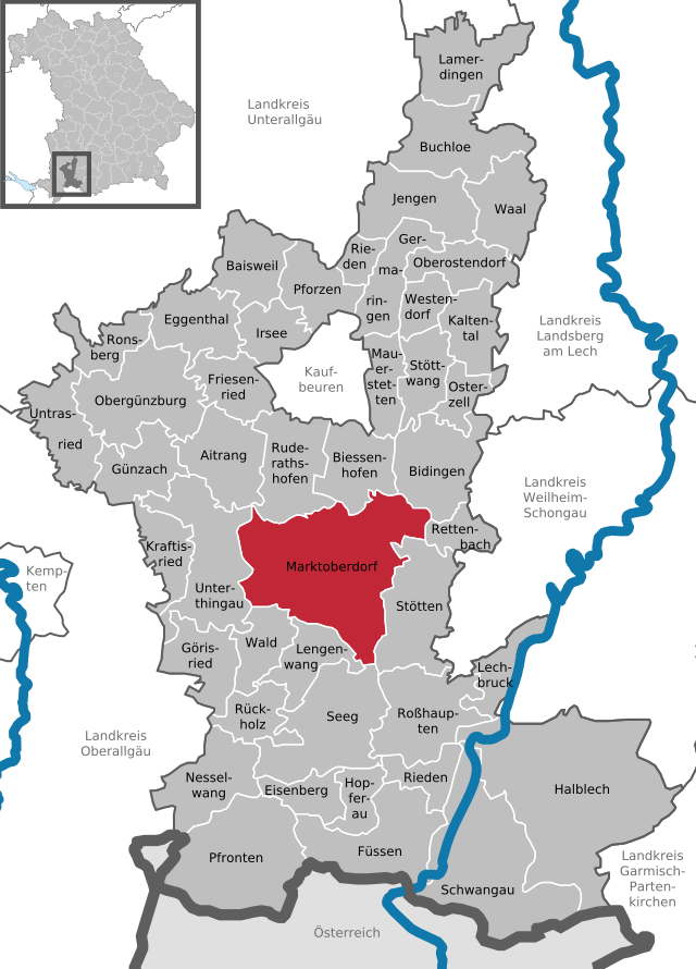 Läget för Marktoberdorf i Landkreis Ostallgäu