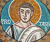 Martyr Protasius. Detail of the mosaic in the Basilica of San Vitale. Ravena, Italy.JPG