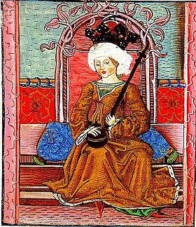 Изображение Марии в Хронике Туроци[hu], 1488 год