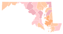 Results by county:
Bongino--40-50%
Bongino--<40%
Douglas--<40%
Douglas--40-50% Maryland U.S. Senate Republican primary, 2012.svg