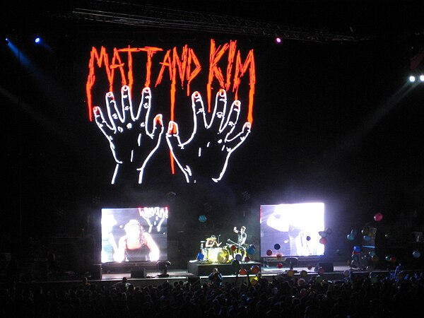 Matt and Kim performing 2011 at the Cricket Wireless Amphitheatre in Chula Vista, California