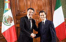 Mexican President Enrique Pena Nieto with Italian Prime Minister Matteo Renzi in Mexico City; 2016 Matteo Renzi and Enrique Pena Nieto, 2016.jpeg