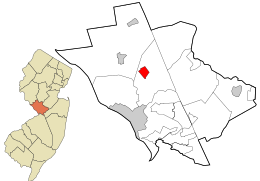 Местоположение в округе Мерсер и штате Нью-Джерси. 
