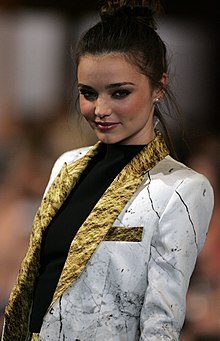 Supermodel Miranda Kerr, in Sydney in 2013, has a team of professionals working on her overall appearance, including hair and makeup experts, as well as a wardrobe stylist to select apparel for public appearances. Miranda Kerr in February 2013 (5).jpg