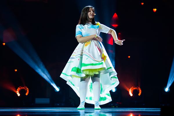 Mishela Rapo at the Junior Eurovision Song Contest 2015, in Sofia, Bulgaria