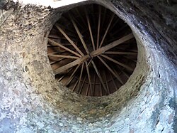 The roof timbers. Monkton Vaulted Tower Windmill, South Ayrshire, Scotland. View of the roof.jpg