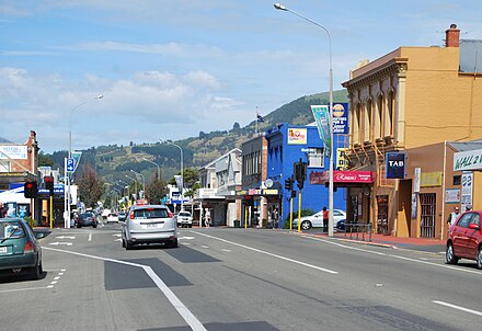 Main street in the town of Mosgiel, near Dunedin