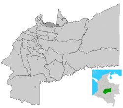 Location of the municipality and town of Cumaral in the Meta Department.