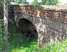 Surviving bridge over railway cutting just north of the station in 2016 Musgrave railway station bridge 09.08.2016R.jpg