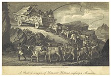 A romanticized depiction of the Great Trek N.N. (1806) p054 A BULLOCK-WAGGON.jpg
